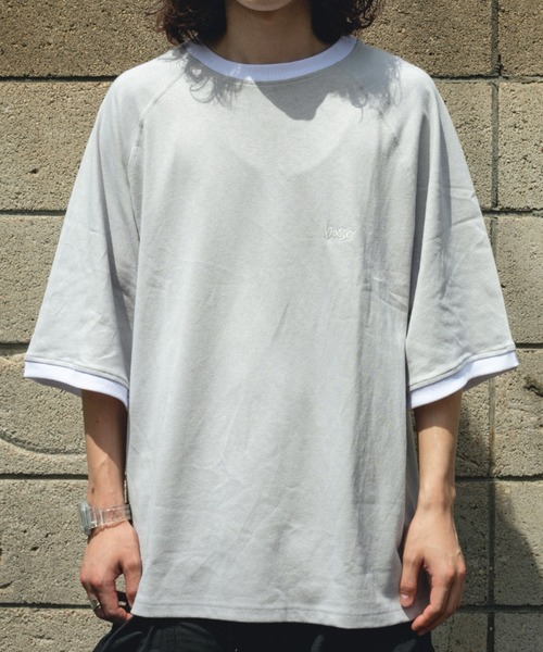 BROKEN BASE(ブロークンベース)の「オーバーサイズリンガーTシャツ(Tシャツ/カットソー・メンズ・ホワイト/グレー/グリーン・MEDIUM/LARGE)」の2枚目の写真