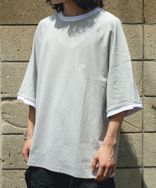 BROKEN BASE(ブロークンベース)の「オーバーサイズリンガーTシャツ(Tシャツ/カットソー・メンズ・ホワイト/グレー/グリーン・MEDIUM/LARGE)」の9枚目の写真