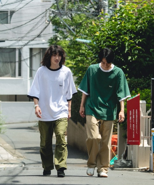 BROKEN BASE(ブロークンベース)の「オーバーサイズリンガーTシャツ(Tシャツ/カットソー・メンズ・ホワイト/グレー/グリーン・MEDIUM/LARGE)」の14枚目の写真