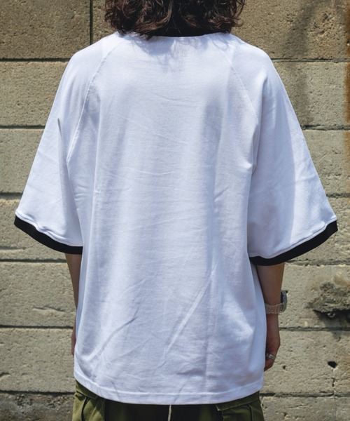 BROKEN BASE(ブロークンベース)の「オーバーサイズリンガーTシャツ(Tシャツ/カットソー・メンズ・ホワイト/グレー/グリーン・MEDIUM/LARGE)」の18枚目の写真