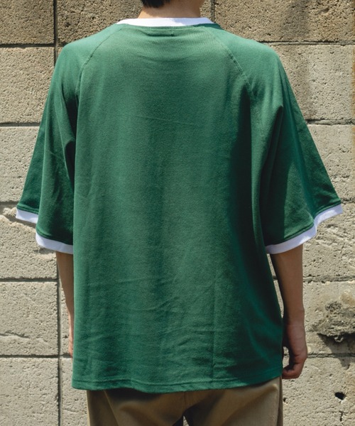 BROKEN BASE(ブロークンベース)の「オーバーサイズリンガーTシャツ(Tシャツ/カットソー・メンズ・ホワイト/グレー/グリーン・MEDIUM/LARGE)」の22枚目の写真