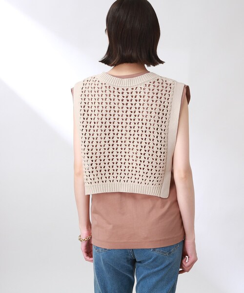 THE SHOP TK （ザ ショップ ティーケー ）の「◆【簡単レイヤード】透かし編みニットベスト（ベスト・レディース・ライトベージュ/キャメル/ブラック・12）」の13枚目の写真