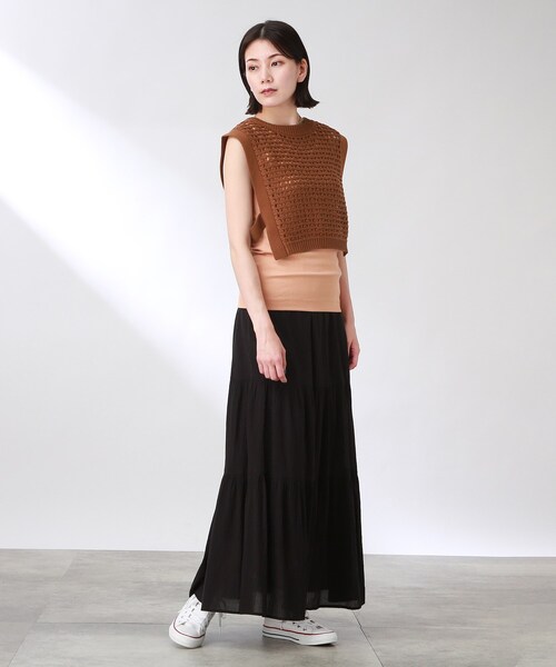 THE SHOP TK （ザ ショップ ティーケー ）の「◆【簡単レイヤード】透かし編みニットベスト（ベスト・レディース・ライトベージュ/キャメル/ブラック・12）」の21枚目の写真