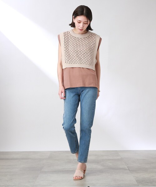 THE SHOP TK （ザ ショップ ティーケー ）の「◆【簡単レイヤード】透かし編みニットベスト（ベスト・レディース・ライトベージュ/キャメル/ブラック・12）」の22枚目の写真
