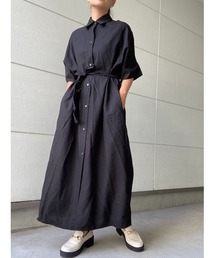 Linen half long shirt