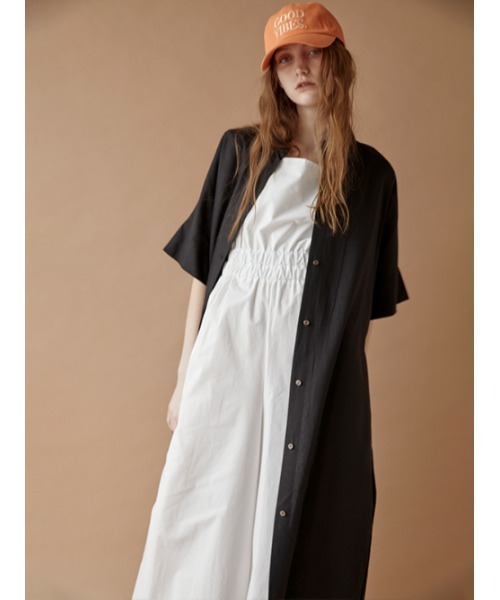 AMAIL(アマイル)の「Linen half long shirt(シャツ/ブラウス・レディース・ホワイト/ブラック・FREE)」の7枚目の写真