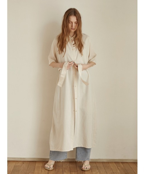 AMAIL(アマイル)の「Linen half long shirt(シャツ/ブラウス・レディース・ホワイト/ブラック・FREE)」の3枚目の写真