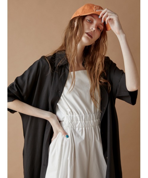 AMAIL(アマイル)の「Linen half long shirt(シャツ/ブラウス・レディース・ホワイト/ブラック・FREE)」の10枚目の写真