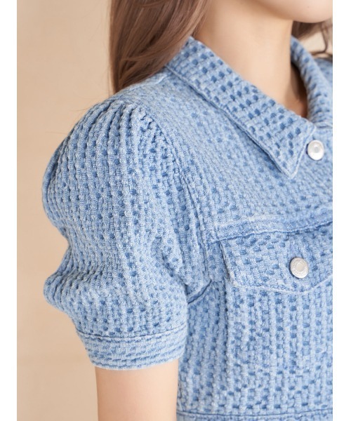 Darich パフショルワッフルデニムジャケット&スカート セットアップ Darich パフショルワッフルデニムジャケット&スカート