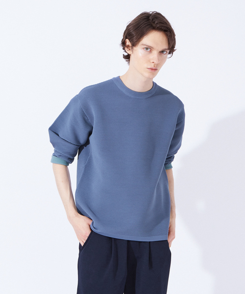 ABAHOUSE GRAY（アバハウスグレイ）の「リップルボーダー クルーネック ニット（ニット/セーター・メンズ・ホワイト/ブラック/グレー/グレイッシュブルー・46/48）」の16枚目の写真