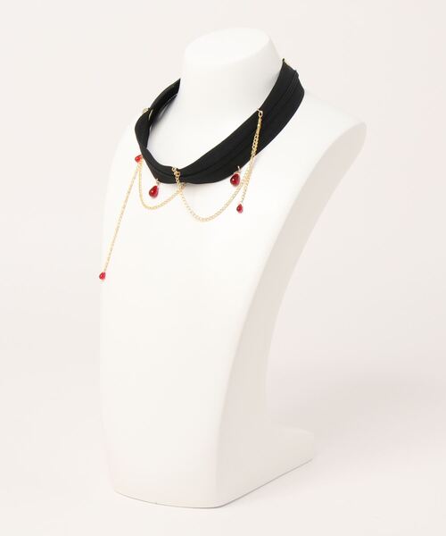 tone（トーン）の「【MUURABBTI】紅い雫とチェーンのファスナーチョーカー(MA)（チョーカー・レディース・レッド・FREE）」の5枚目の写真