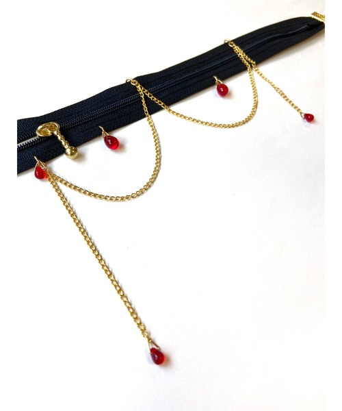 tone（トーン）の「【MUURABBTI】紅い雫とチェーンのファスナーチョーカー(MA)（チョーカー・レディース・レッド・FREE）」の3枚目の写真