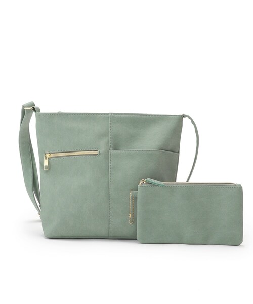 SHOO・LA・RUE（シューラルー）の「◆【ポーチ付】切り替えショルダーバッグ（ショルダーバッグ・レディース・ブルー/キャメル/ブラック/ライトグリーン/レッド系1/アイボリー・00）」の4枚目の写真