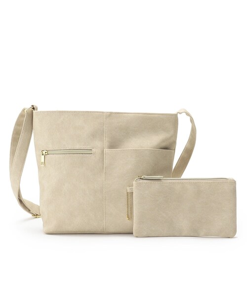 SHOO・LA・RUE（シューラルー）の「◆【ポーチ付】切り替えショルダーバッグ（ショルダーバッグ・レディース・ブルー/キャメル/ブラック/ライトグリーン/レッド系1/アイボリー・00）」の2枚目の写真