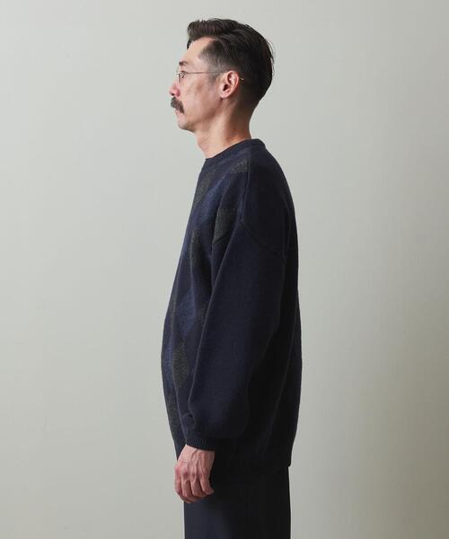 Steven Alan（スティーブンアラン）の「＜Steven Alan＞ ARGYLE CREW NECK KNIT -LOOSE/ニット（ニット/セーター・メンズ・ネイビー/ダークグレー・S/M/L/XL）」の4枚目の写真
