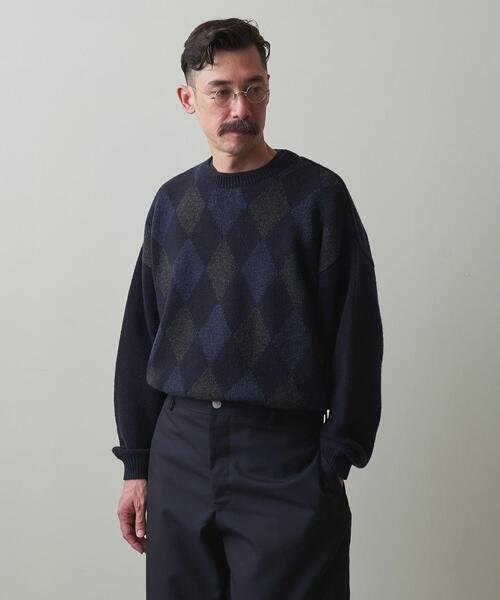 Steven Alan（スティーブンアラン）の「＜Steven Alan＞ ARGYLE CREW NECK KNIT -LOOSE/ニット（ニット/セーター・メンズ・ネイビー/ダークグレー・S/M/L/XL）」の10枚目の写真