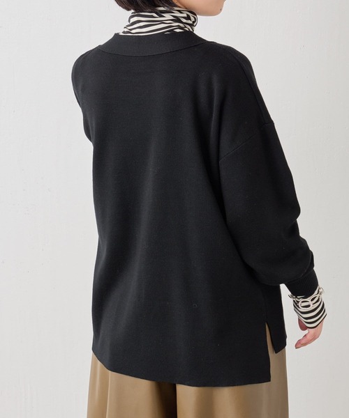 BEARDSLEY(ビアズリー)の「スムースVネックカーディガン:シーズンレスアイテム(カーディガン/ボレロ・レディース・ブラック/グレー・FREE)」の21枚目の写真