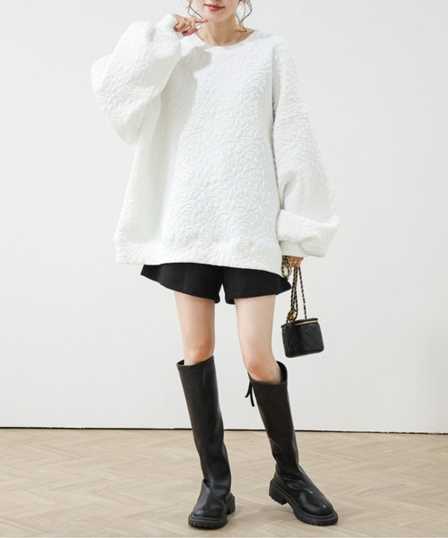 AMELY（エミリー）の「キルトボリュームトップス（Tシャツ/カットソー・レディース・ホワイト/ブラック/グレー・フリー）」の19枚目の写真