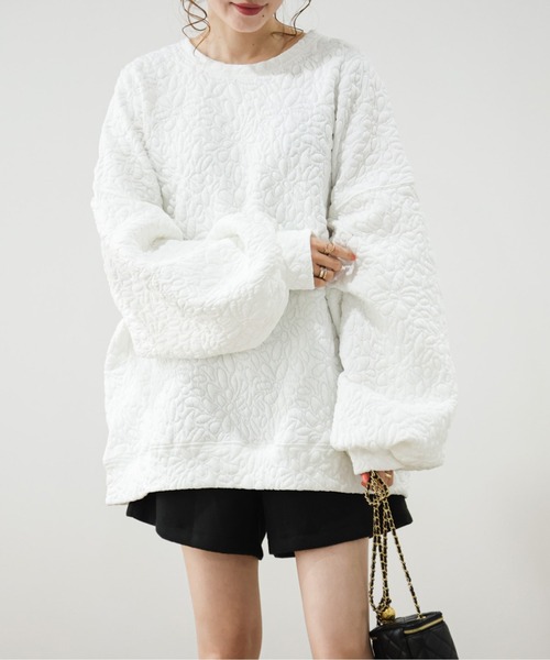 AMELY（エミリー）の「キルトボリュームトップス（Tシャツ/カットソー・レディース・ホワイト/ブラック/グレー・フリー）」の20枚目の写真