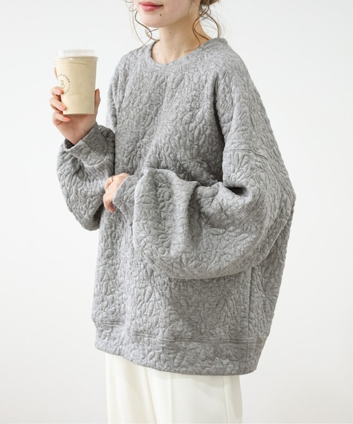 AMELY（エミリー）の「キルトボリュームトップス（Tシャツ/カットソー・レディース・ホワイト/ブラック/グレー・フリー）」の12枚目の写真