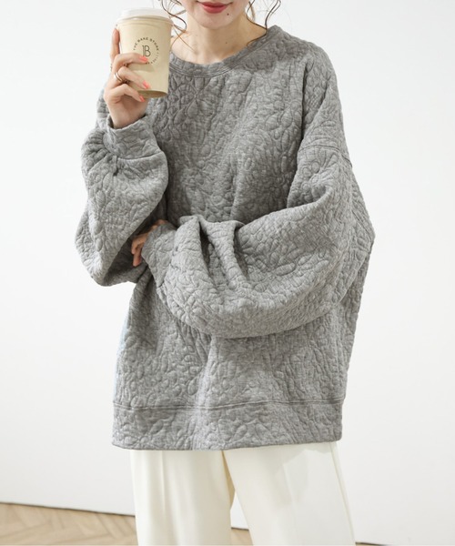 AMELY（エミリー）の「キルトボリュームトップス（Tシャツ/カットソー・レディース・ホワイト/ブラック/グレー・フリー）」の15枚目の写真