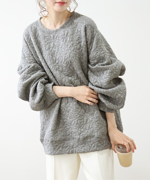 AMELY（エミリー）の「キルトボリュームトップス（Tシャツ/カットソー・レディース・ホワイト/ブラック/グレー・フリー）」の17枚目の写真