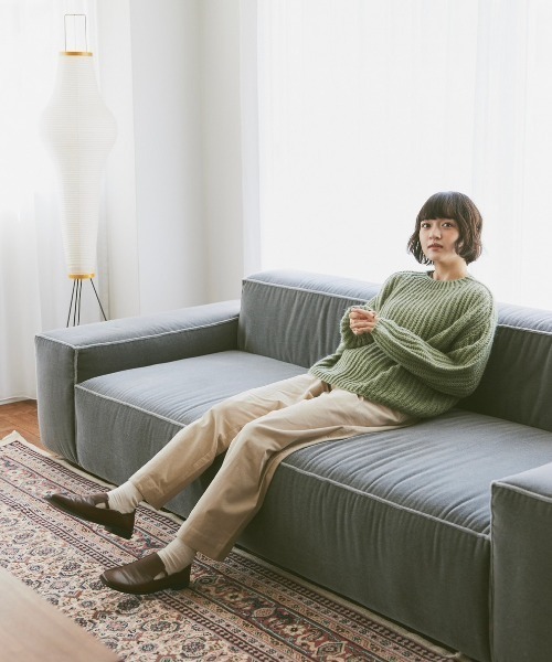 moi tytto（モイテュット）の「スリーブレザーパッチざっくりニット（ニット/セーター・レディース・ナチュラル/グリーン/ブラウン・FREE）」の15枚目の写真