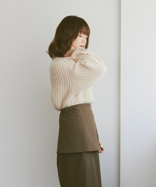 moi tytto（モイテュット）の「スリーブレザーパッチざっくりニット（ニット/セーター・レディース・ナチュラル/グリーン/ブラウン・FREE）」の21枚目の写真