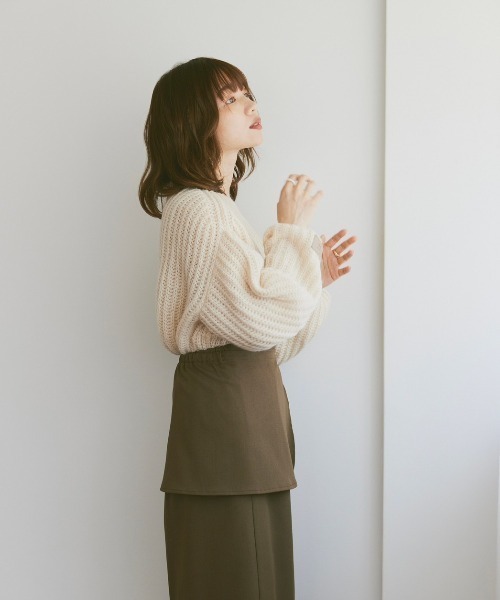 moi tytto（モイテュット）の「スリーブレザーパッチざっくりニット（ニット/セーター・レディース・ナチュラル/グリーン/ブラウン・FREE）」の22枚目の写真