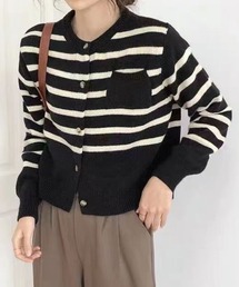 ボーダーボタンカーディガン