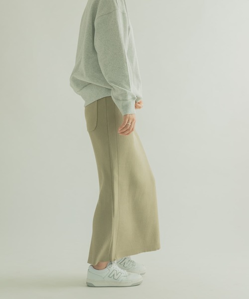 FORK&SPOON（フォークアンドスプーン）の「FORK&SPOON　リブニットスカート（スカート・レディース・ブラック/ベージュ/グリーン・1/2）」の6枚目の写真