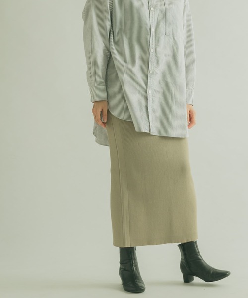 FORK&SPOON（フォークアンドスプーン）の「FORK&SPOON　リブニットスカート（スカート・レディース・ブラック/ベージュ/グリーン・1/2）」の7枚目の写真