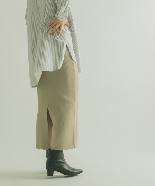 FORK&SPOON（フォークアンドスプーン）の「FORK&SPOON　リブニットスカート（スカート・レディース・ブラック/ベージュ/グリーン・1/2）」の9枚目の写真