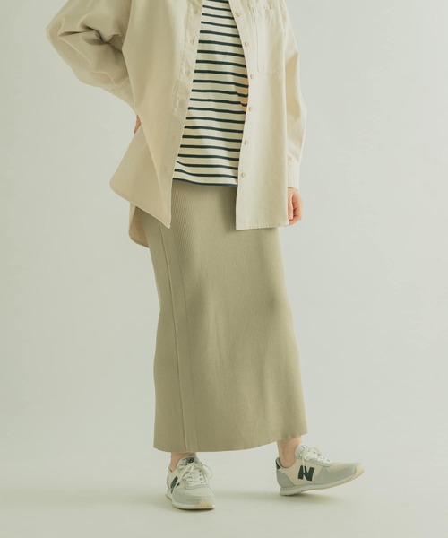 FORK&SPOON（フォークアンドスプーン）の「FORK&SPOON　リブニットスカート（スカート・レディース・ブラック/ベージュ/グリーン・1/2）」の11枚目の写真