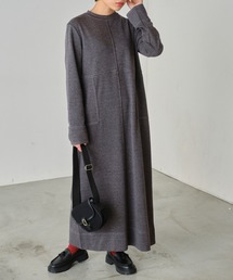 forksy. | 【forksy】起毛カットリブステッチ配色ロングワンピース(ワンピース)