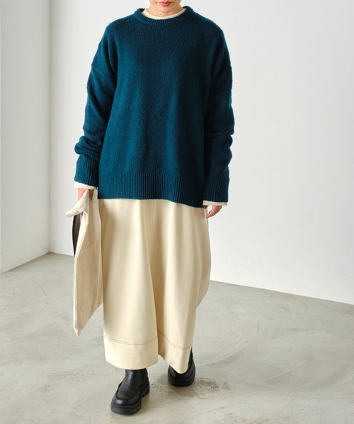 forksy.(フォルクシー)の「【forksy.】起毛カットリブステッチ配色ロングワンピース(ワンピース・レディース・アイボリー/ブラック/ネイビー・FREE)」の15枚目の写真