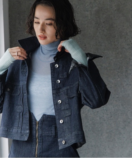 TENTO（テント）の「デニムショートジャケット（デニムジャケット・レディース・ネイビー・36/38）」の2枚目の写真