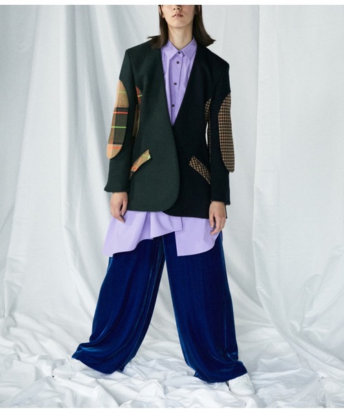 ENFOLD(エンフォルド)の「Melton Check A カーブデザインJACKET(その他アウター・レディース・ダークグリーン・38)」の4枚目の写真