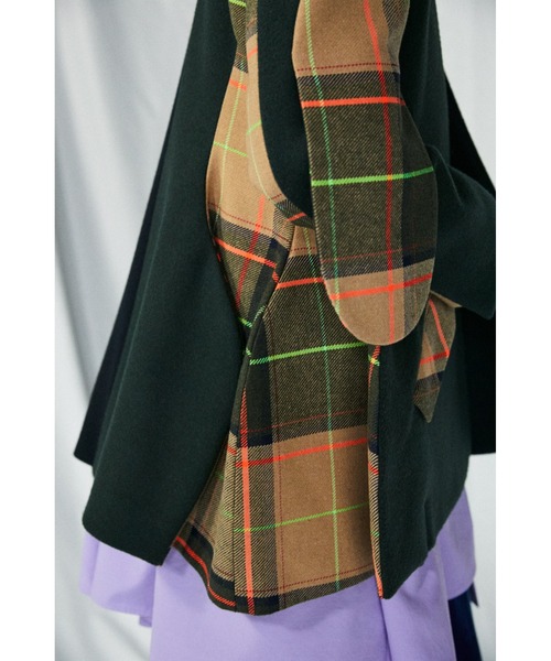 ENFOLD(エンフォルド)の「Melton Check A カーブデザインJACKET(その他アウター・レディース・ダークグリーン・38)」の3枚目の写真