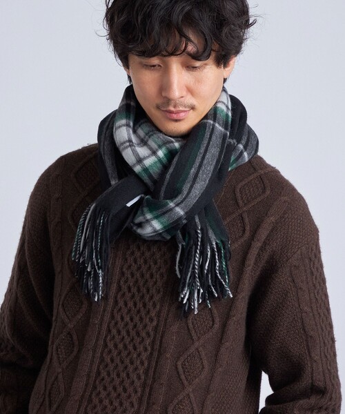 SHIPS any: チェック ウール ストール 22FW◇