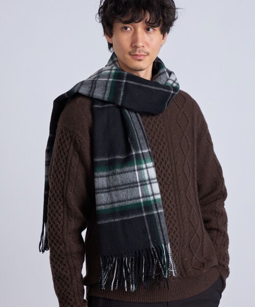 SHIPS any(シップス エニィ)の「SHIPS any: チェック ウール ストール 22FW◇(ストール/ショール・メンズ・ブラック/ネイビー/オフホワイト・ONE SIZE)」の9枚目の写真