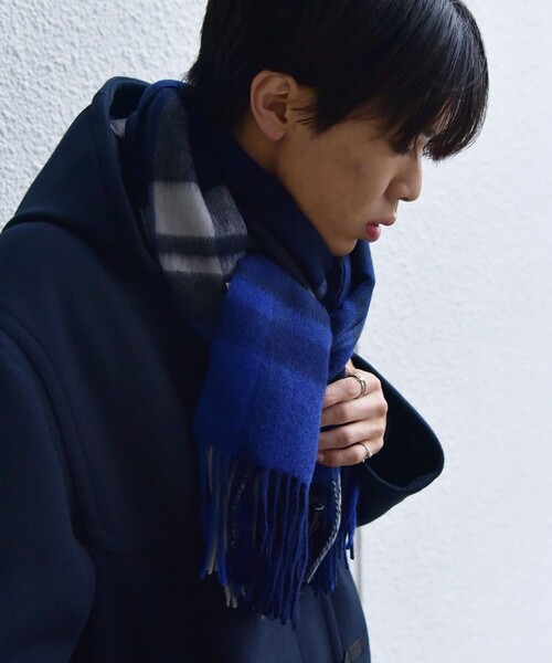 SHIPS any(シップス エニィ)の「SHIPS any: チェック ウール ストール 22FW◇(ストール/ショール・メンズ・ブラック/ネイビー/オフホワイト・ONE SIZE)」の11枚目の写真