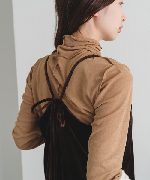 Kastane（カスタネ）の「ハイネックストレッチインナー（Tシャツ/カットソー・レディース・サックスブルー/アイボリー/ブラウン/ピンク・FREE）」の3枚目の写真