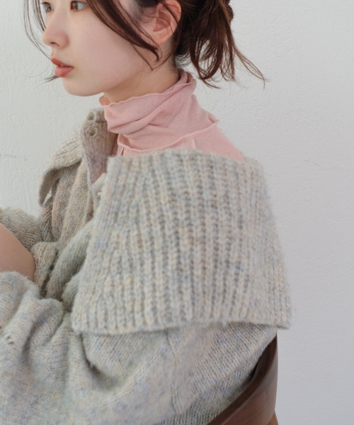 Kastane（カスタネ）の「ハイネックストレッチインナー（Tシャツ/カットソー・レディース・サックスブルー/アイボリー/ブラウン/ピンク・FREE）」の4枚目の写真