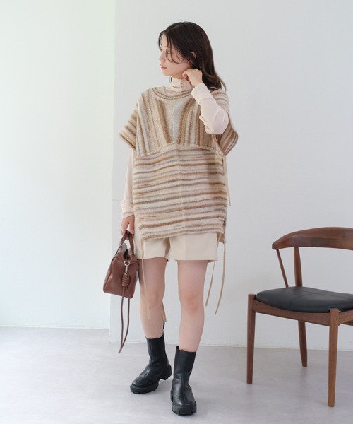 Kastane（カスタネ）の「ハイネックストレッチインナー（Tシャツ/カットソー・レディース・サックスブルー/アイボリー/ブラウン/ピンク・FREE）」の9枚目の写真