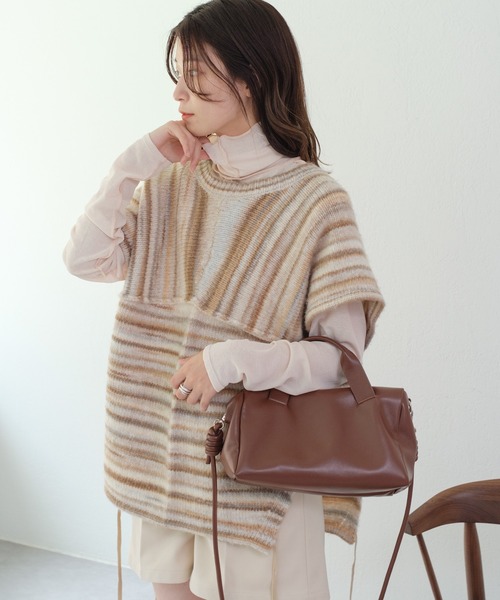 Kastane（カスタネ）の「ハイネックストレッチインナー（Tシャツ/カットソー・レディース・サックスブルー/アイボリー/ブラウン/ピンク・FREE）」の5枚目の写真