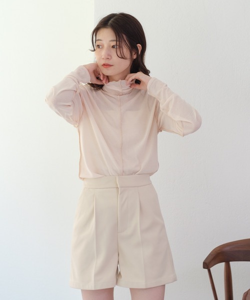 Kastane（カスタネ）の「ハイネックストレッチインナー（Tシャツ/カットソー・レディース・サックスブルー/アイボリー/ブラウン/ピンク・FREE）」の14枚目の写真