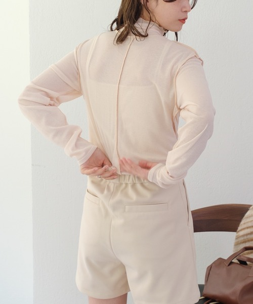 Kastane（カスタネ）の「ハイネックストレッチインナー（Tシャツ/カットソー・レディース・サックスブルー/アイボリー/ブラウン/ピンク・FREE）」の10枚目の写真