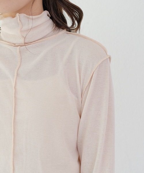 Kastane（カスタネ）の「ハイネックストレッチインナー（Tシャツ/カットソー・レディース・サックスブルー/アイボリー/ブラウン/ピンク・FREE）」の19枚目の写真