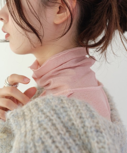 Kastane（カスタネ）の「ハイネックストレッチインナー（Tシャツ/カットソー・レディース・サックスブルー/アイボリー/ブラウン/ピンク・FREE）」の13枚目の写真